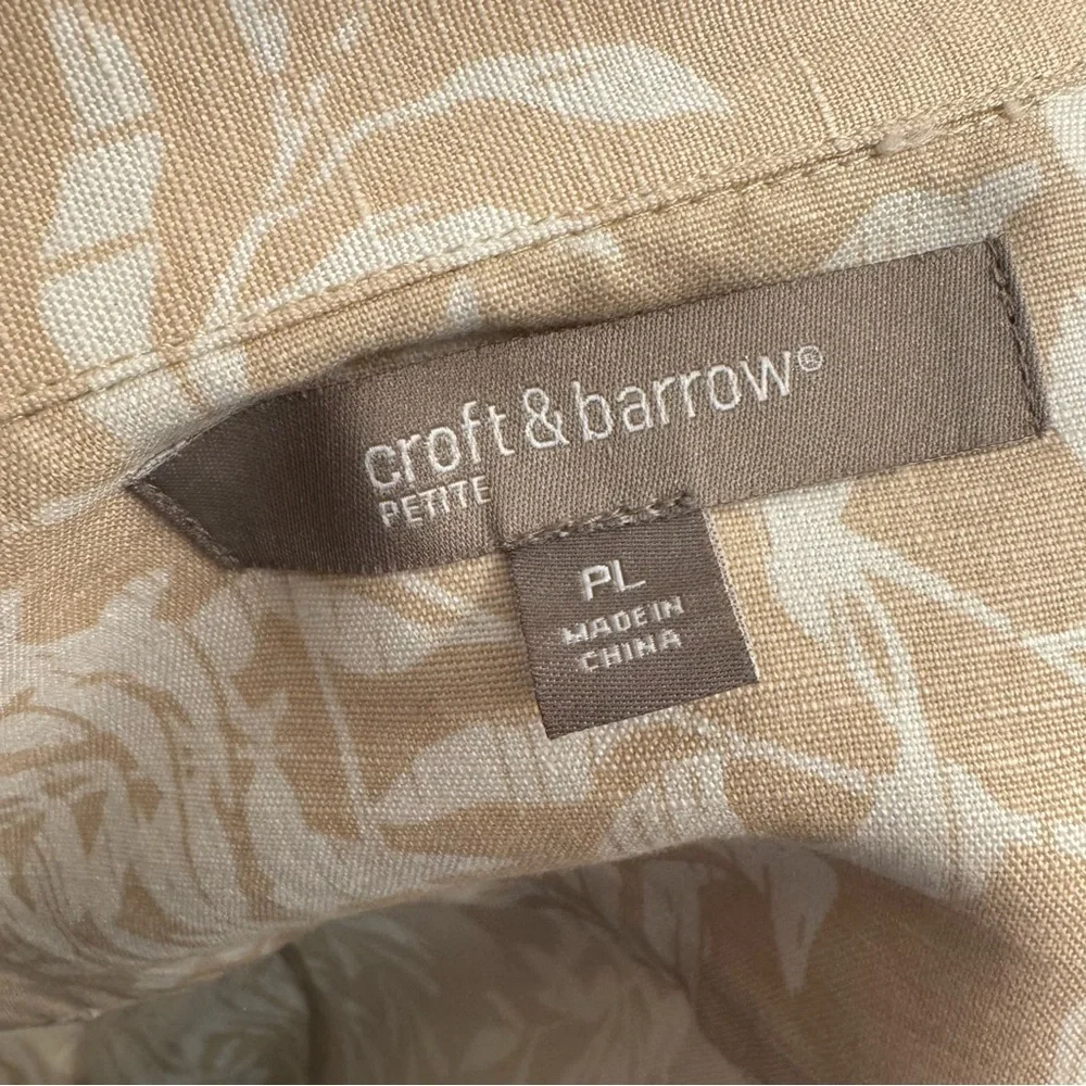 Croft & Barrow Beige Floral Linen and Cotton Blend Jacket